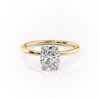 2 CT Elongated Cushion Hidden Halo Moissanite Engagement Ring