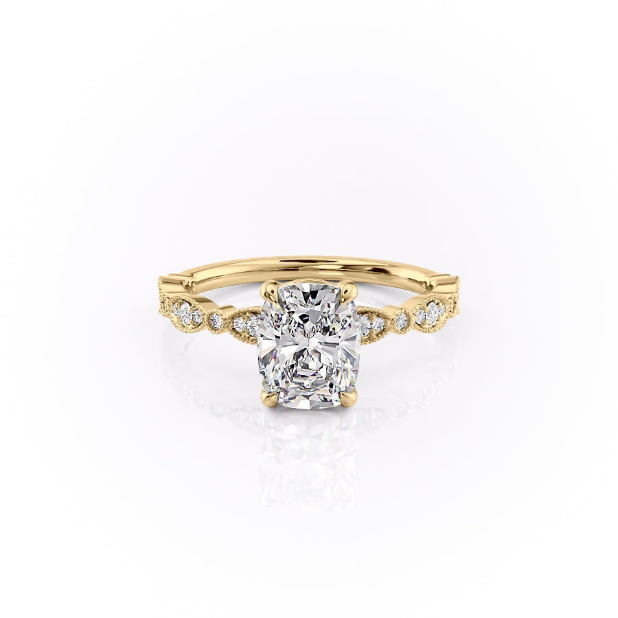 2 CT Elongated Cushion Vintage Pave Moissanite Engagement Ring