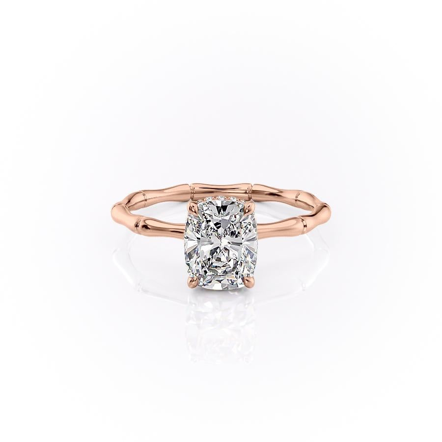 2 CT Elongated Cushion Hidden Halo Moissanite Engagement Ring