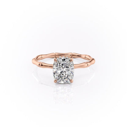 2 CT Elongated Cushion Hidden Halo Moissanite Engagement Ring