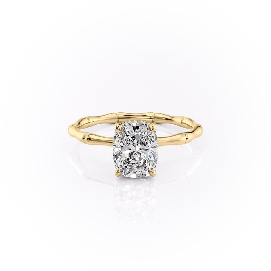 2 CT Elongated Cushion Hidden Halo Moissanite Engagement Ring