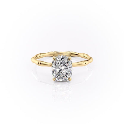 2 CT Elongated Cushion Hidden Halo Moissanite Engagement Ring
