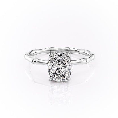 2 CT Elongated Cushion Hidden Halo Moissanite Engagement Ring