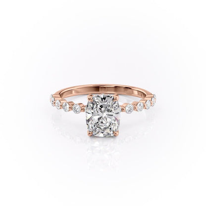 2 CT Elongated Cushion Hidden Halo & Pave Moissanite Engagement Ring