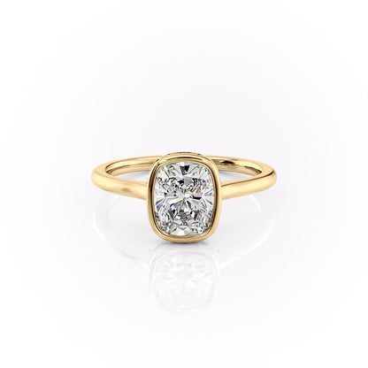 2.0 CT Cushion Cut Solitaire Bezel Hidden Halo Setting Moissanite Engagement Ring 11
