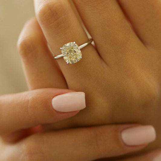 2.7 CT Elongated Cushion Solitaire Moissanite Engagement Ring