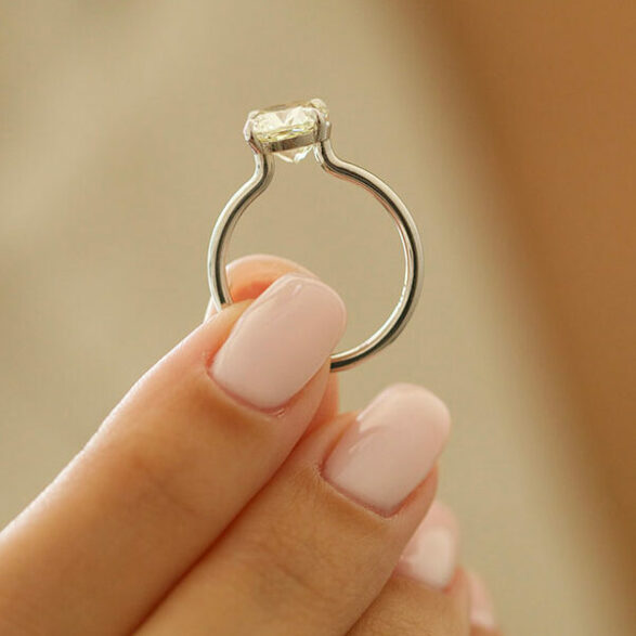 2.7 CT Elongated Cushion Solitaire Moissanite Engagement Ring