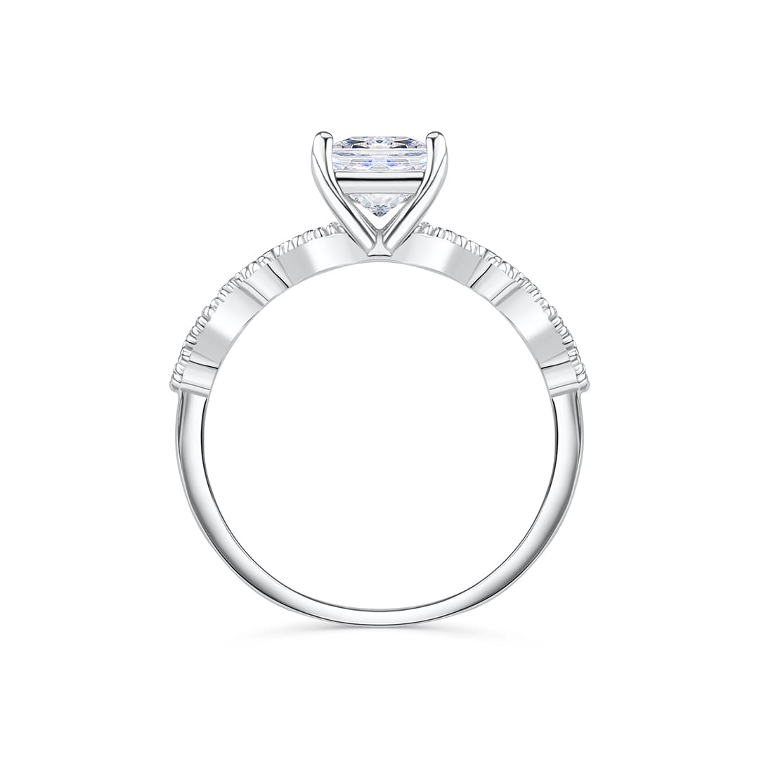 1.5 CT Radiant Pave Moissanite Engagement Ring