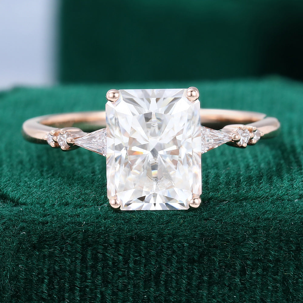 2.43 CT Radiant Cluster Moissanite Engagement Ring
