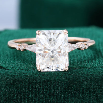 2.43 CT Radiant Cluster Moissanite Engagement Ring