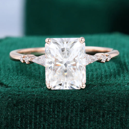 2.43 CT Radiant Cluster Moissanite Engagement Ring