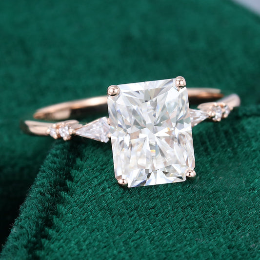 2.43 CT Radiant Cluster Moissanite Engagement Ring