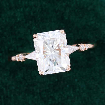 2.43 CT Radiant Cluster Moissanite Engagement Ring