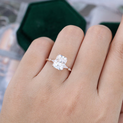 2.43 CT Radiant Cluster Moissanite Engagement Ring