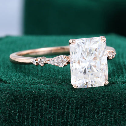 2.43 CT Radiant Cluster Moissanite Engagement Ring