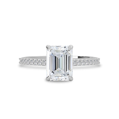 1.60 CT Emerald Moissanite Pave Setting Engagement Ring - farrellouise
