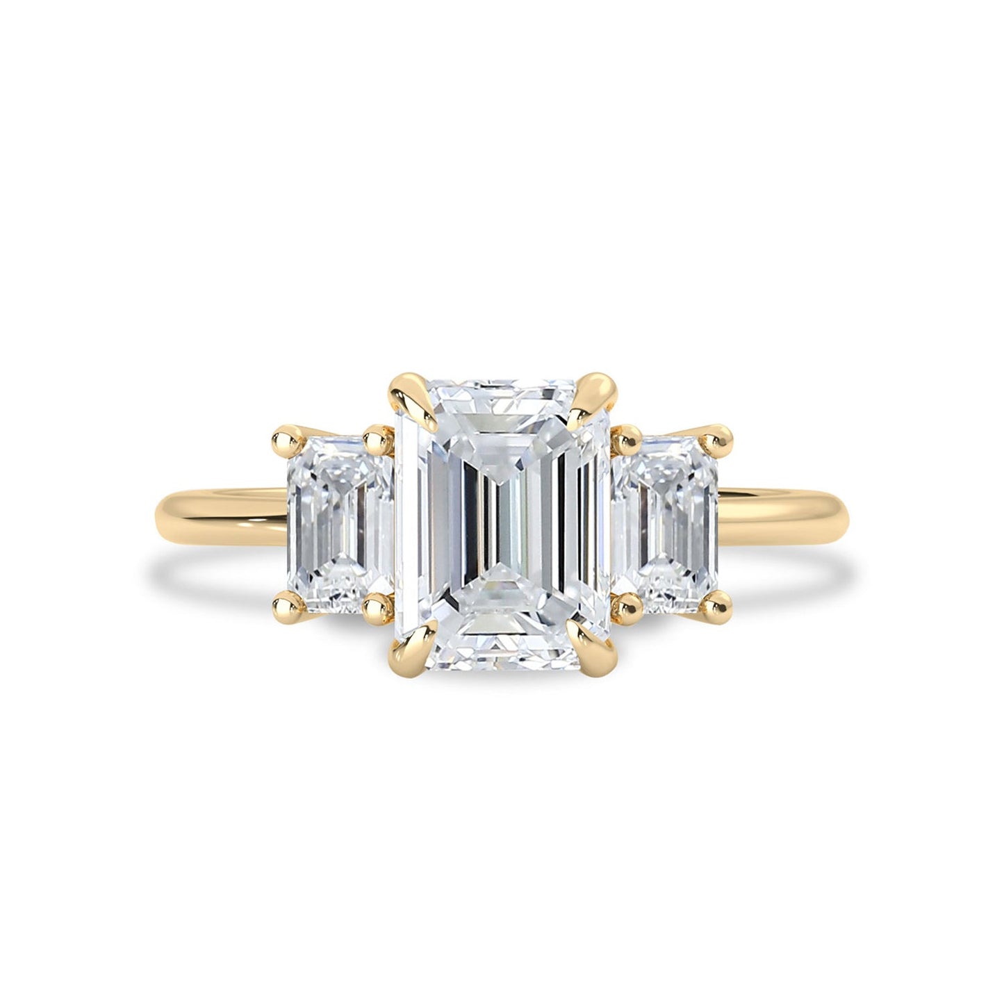 1.75 CT Emerald Moissanite Three Stone Engagement Ring - farrellouise