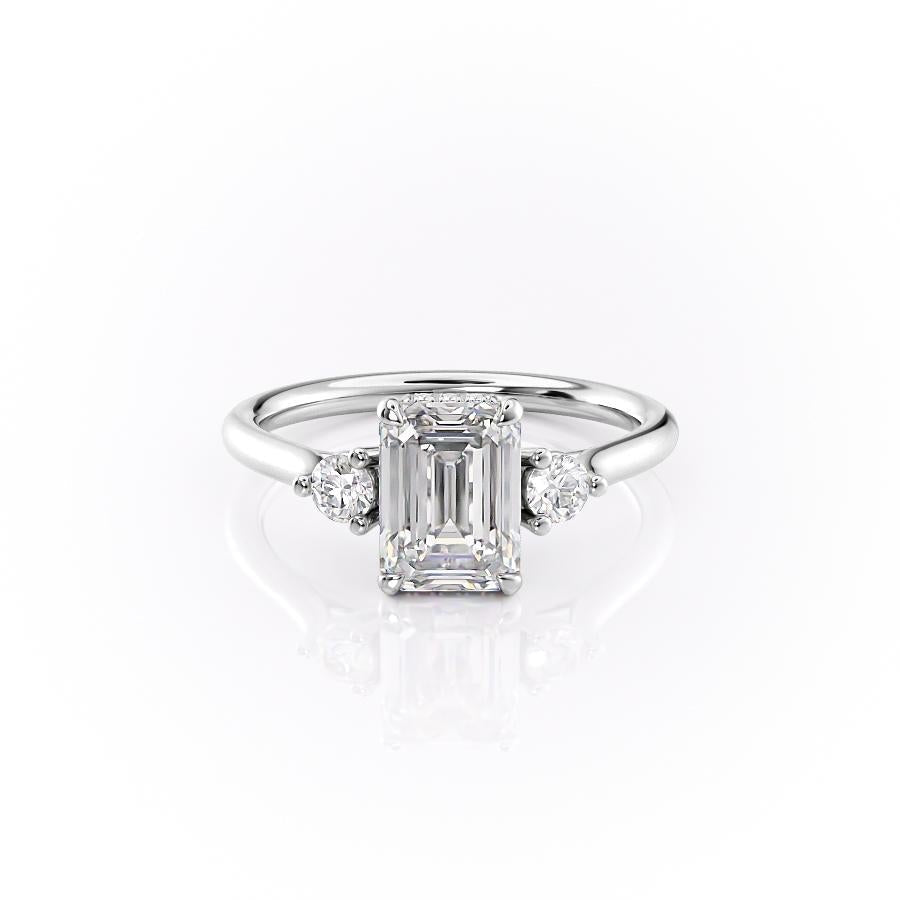 1.91 CT Emerald Cut Three Stone Moissanite Engagement Ring 10