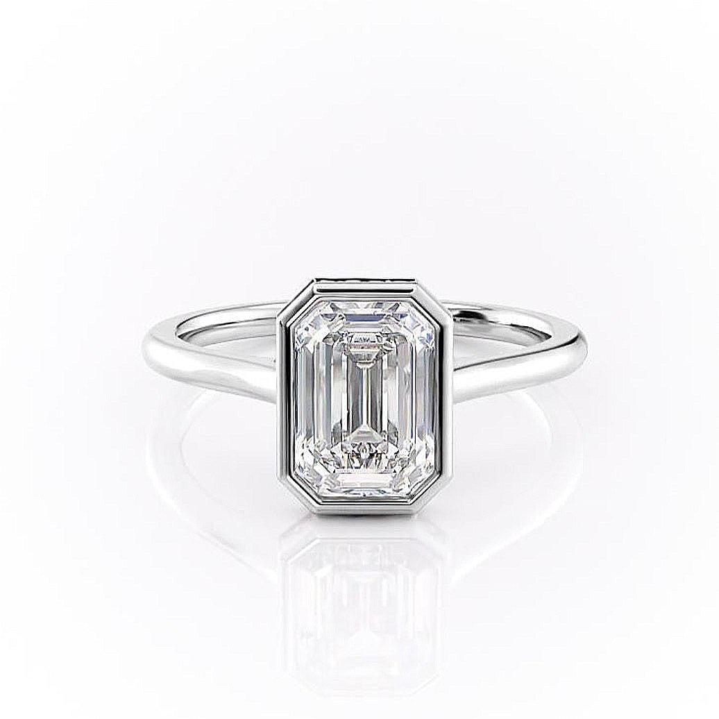 2.10 CT Emerald Cut Bezel Solitaire Moissanite Engagement Ring 10