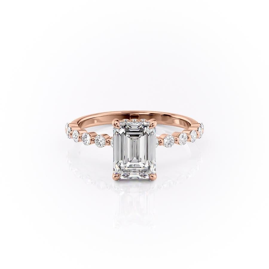 2.10 CT Emerald Hidden Halo & Pave Moissanite Engagement Ring