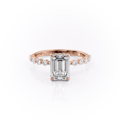 2.10 CT Emerald Hidden Halo & Pave Moissanite Engagement Ring
