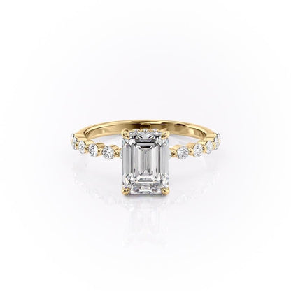 2.10 CT Emerald Hidden Halo & Pave Moissanite Engagement Ring