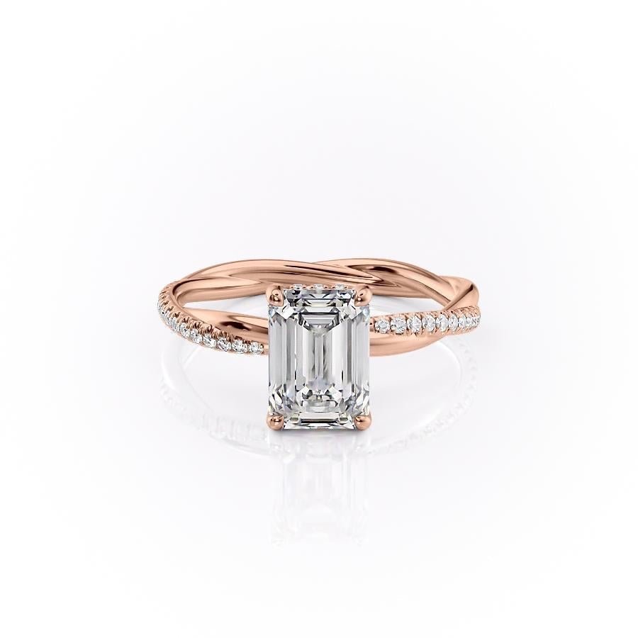 2.10 CT Emerald Hidden Halo & Pave Moissanite Engagement Ring