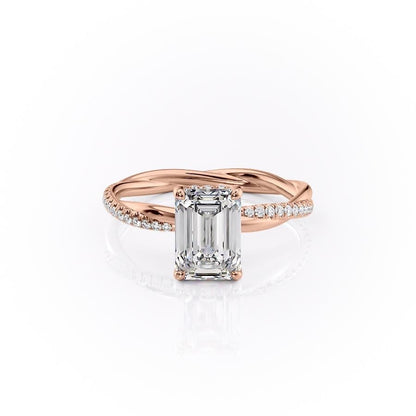 2.10 CT Emerald Hidden Halo & Pave Moissanite Engagement Ring