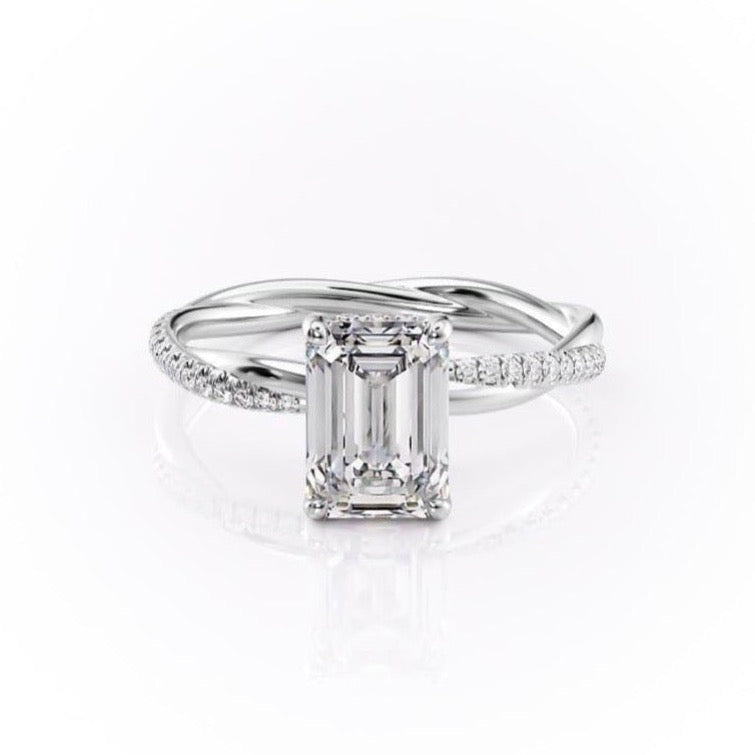 2.10 CT Emerald Hidden Halo & Pave Moissanite Engagement Ring