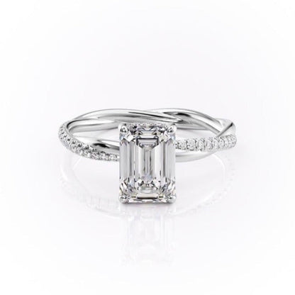 2.10 CT Emerald Hidden Halo & Pave Moissanite Engagement Ring