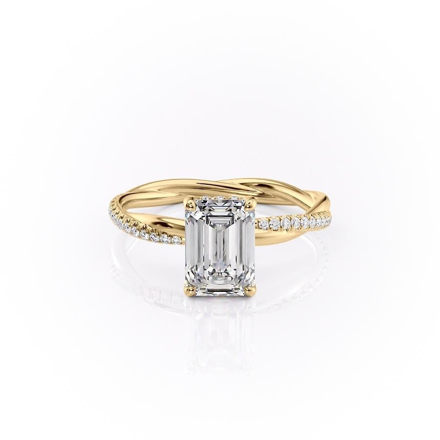 2.10 CT Emerald Hidden Halo & Pave Moissanite Engagement Ring