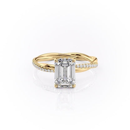 2.10 CT Emerald Hidden Halo & Pave Moissanite Engagement Ring