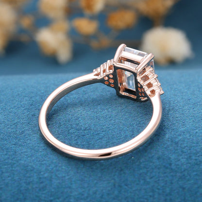 1.6 CT Emerald Cluster Moissanite Engagement Ring