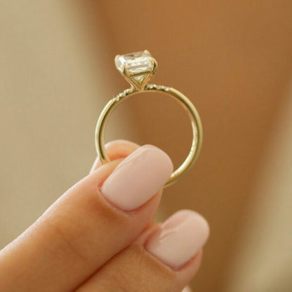 2.43 CT Radiant Pave Moissanite Engagement Ring