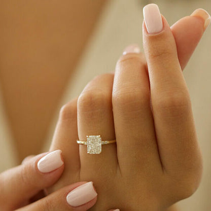 2.43 CT Radiant Pave Moissanite Engagement Ring