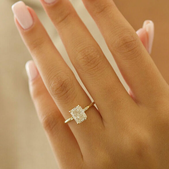2.43 CT Radiant Pave Moissanite Engagement Ring