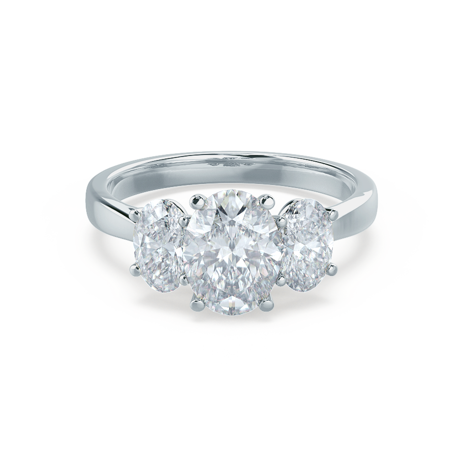 1.5 CT Oval Three Stone Moissanite Engagement Ring