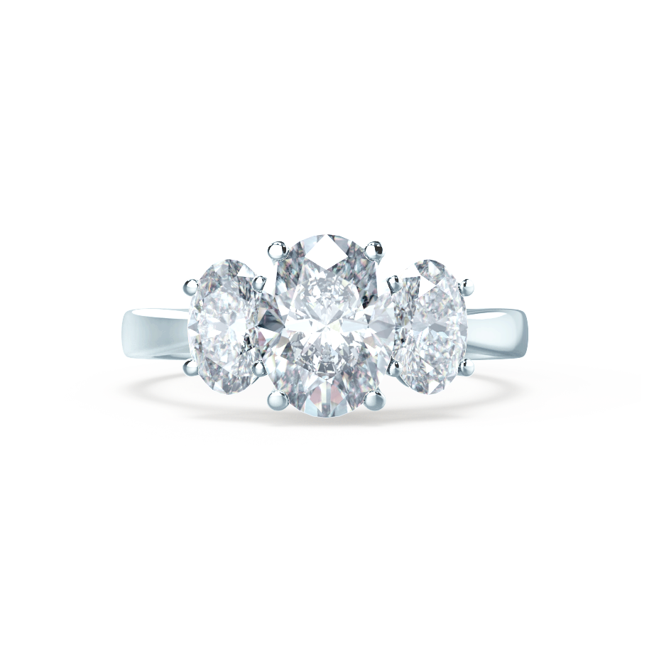 1.5 CT Oval Three Stone Moissanite Engagement Ring