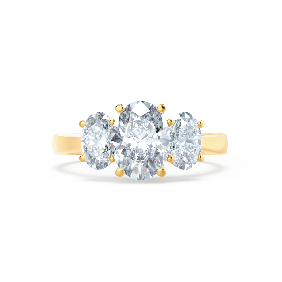 1.5 CT Oval Three Stone Moissanite Engagement Ring
