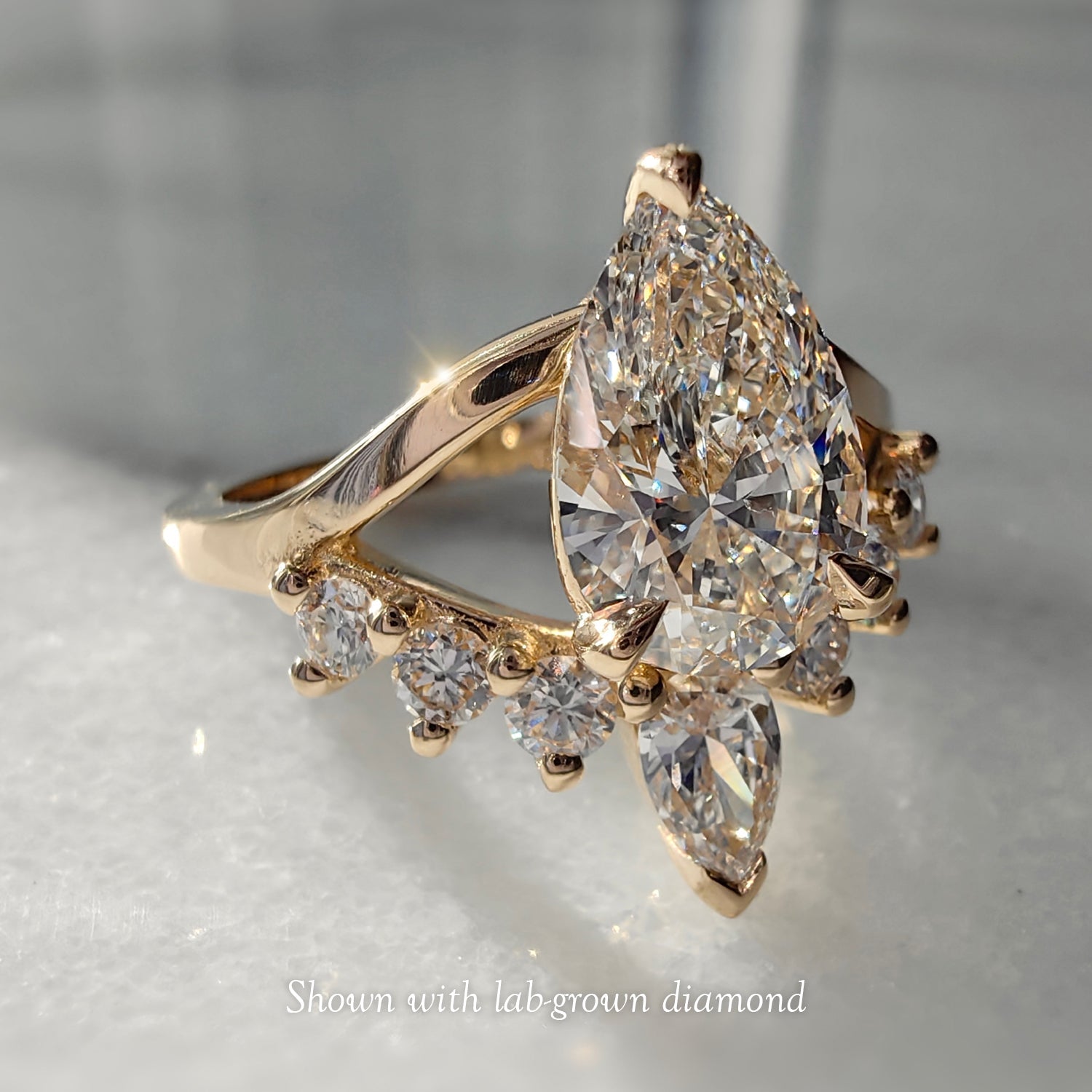 1.50 CT Pear Cluster Moissanite Engagement Ring