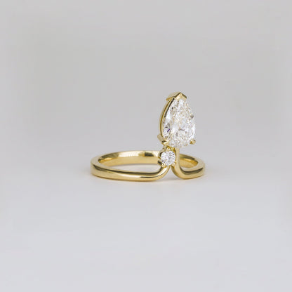1.12 CT Pear Toi Et Moi Moissanite Engagement Ring