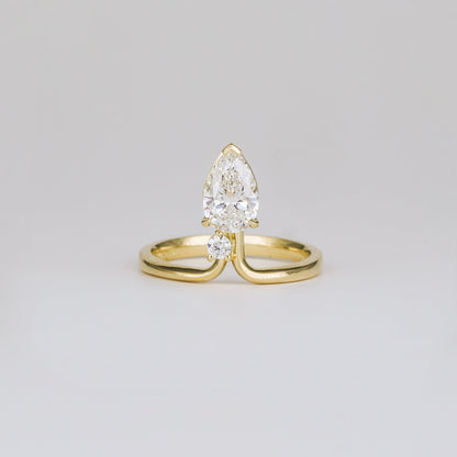 1.12 CT Pear Toi Et Moi Moissanite Engagement Ring
