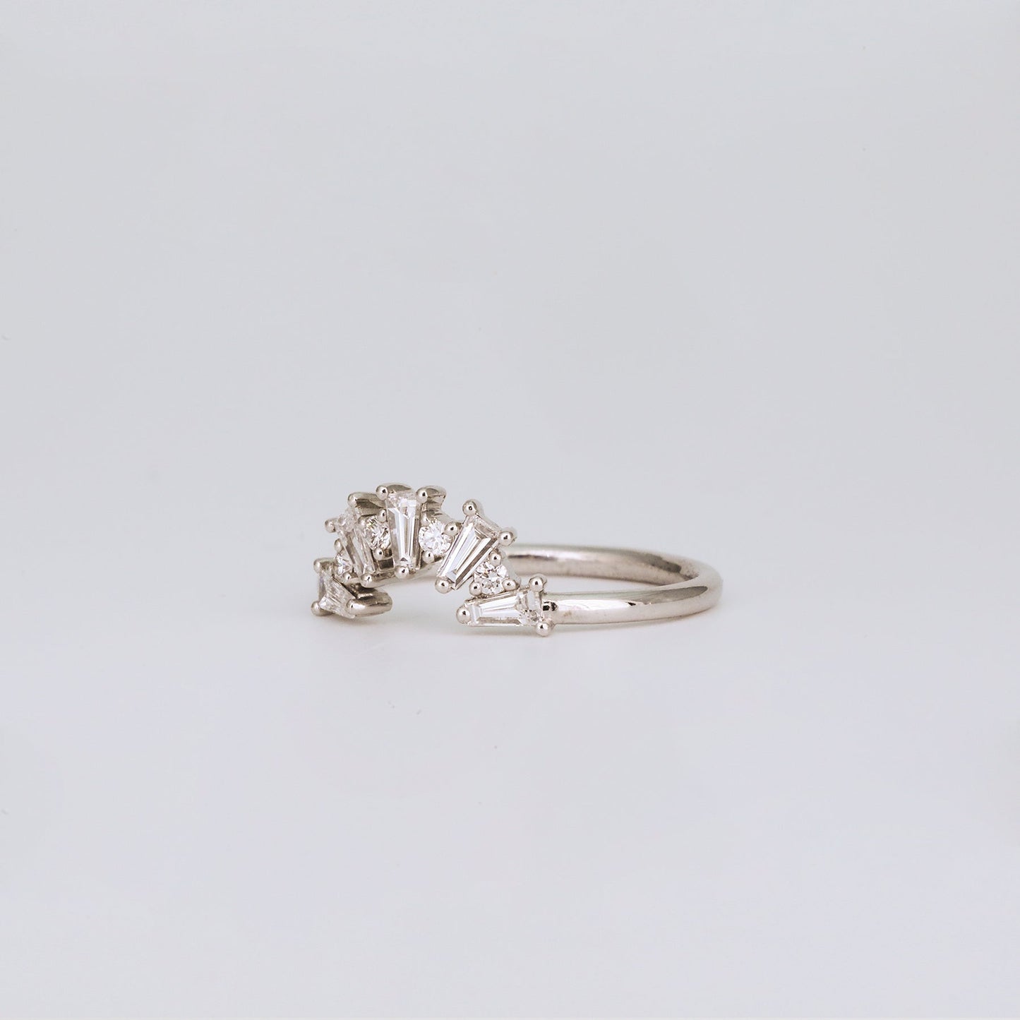 0.48 TCW Tapered Baguette & Round Curved Moissanite Wedding Band
