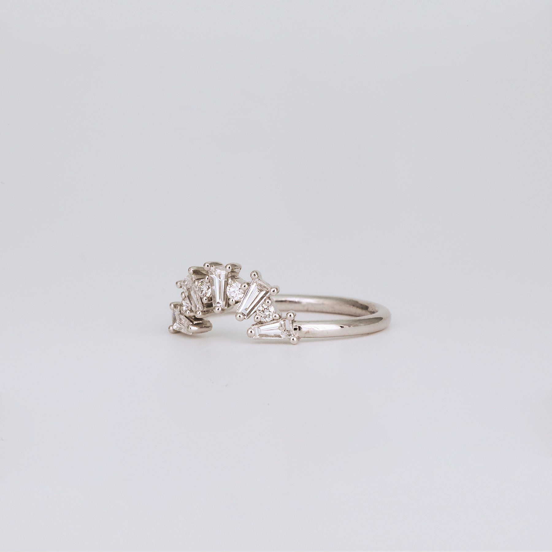 0.48 TCW Tapered Baguette & Round Curved Moissanite Wedding Band