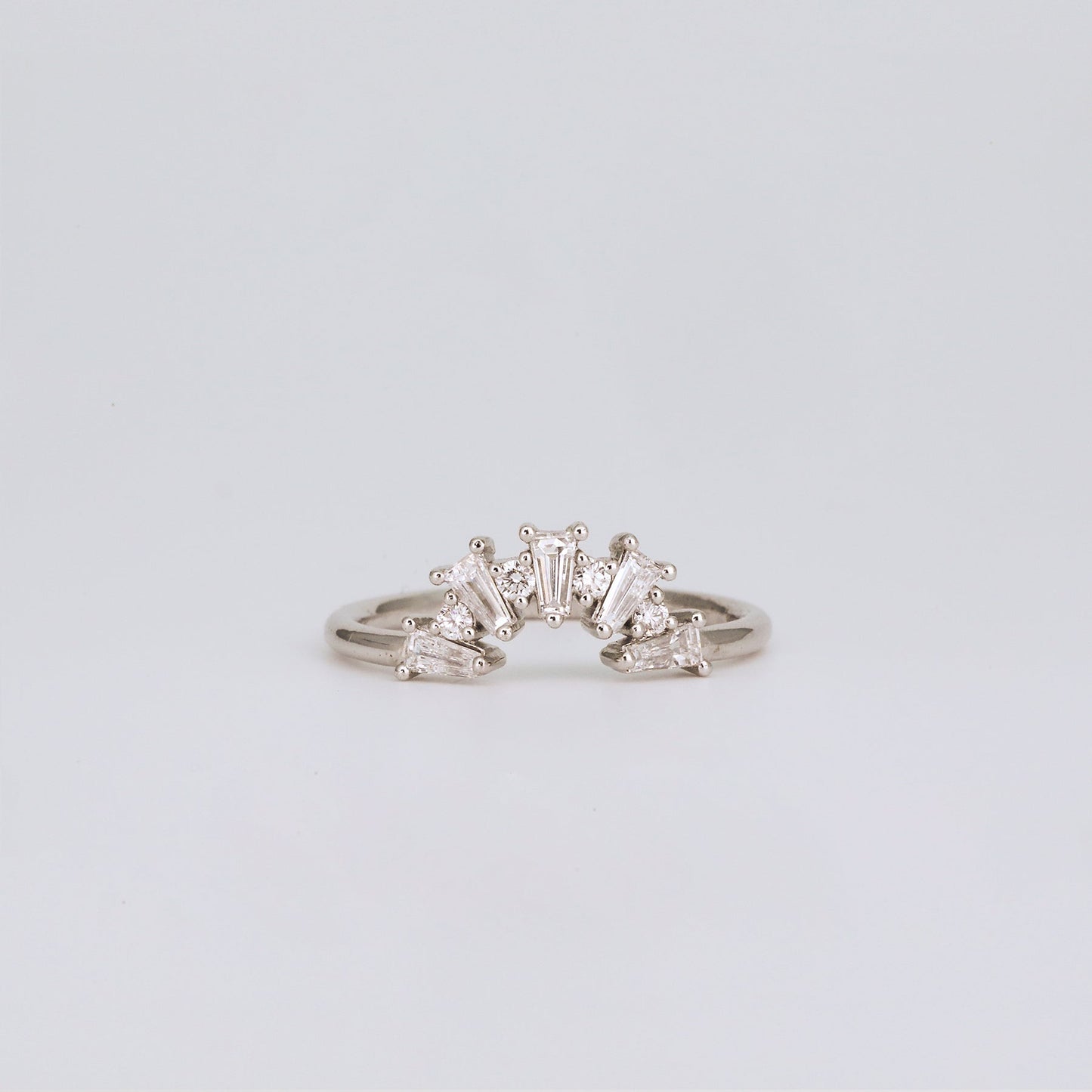 0.48 TCW Tapered Baguette & Round Curved Moissanite Wedding Band