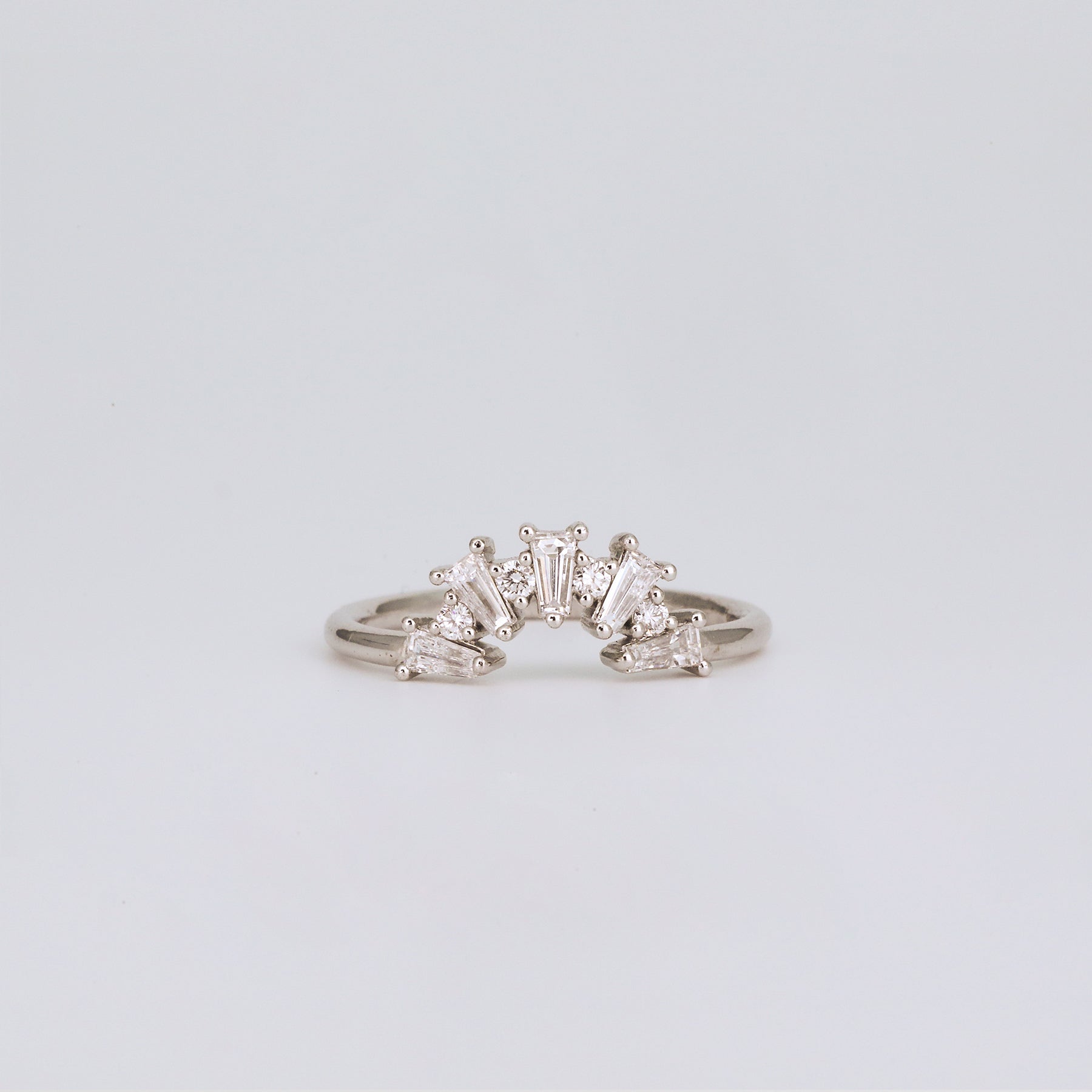 0.48 TCW Tapered Baguette & Round Curved Moissanite Wedding Band