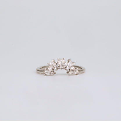 0.48 TCW Tapered Baguette & Round Curved Moissanite Wedding Band