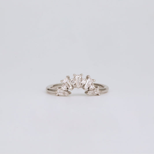 0.48 TCW Tapered Baguette & Round Curved Moissanite Wedding Band