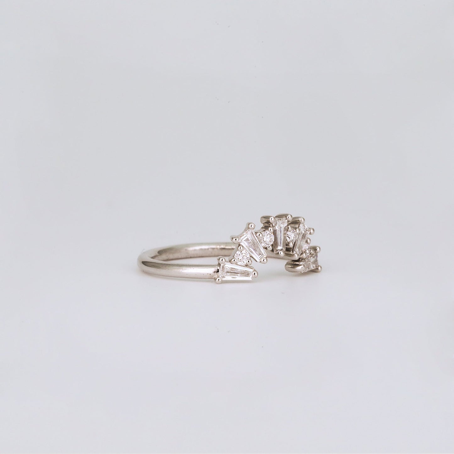 0.48 TCW Tapered Baguette & Round Curved Moissanite Wedding Band