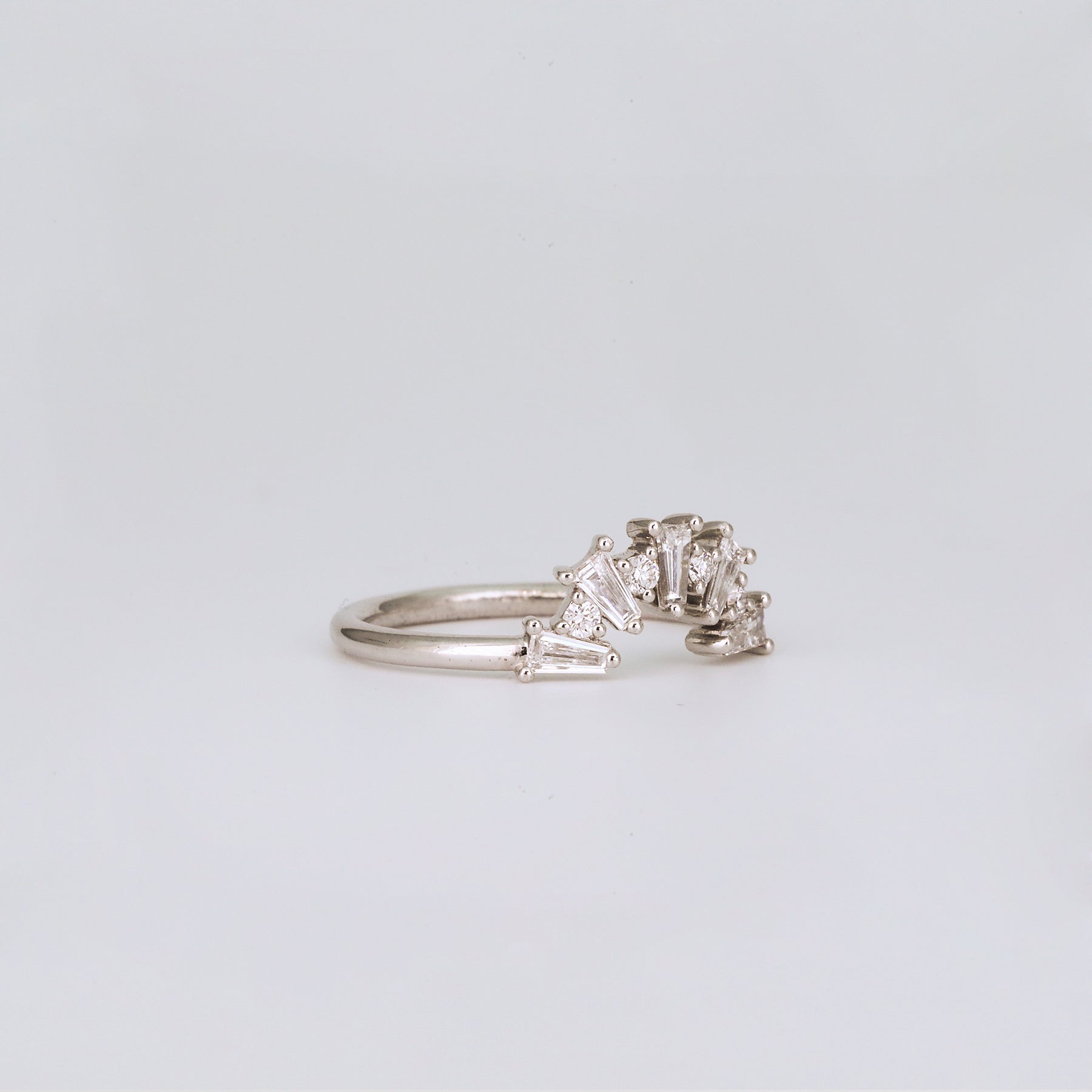 0.48 TCW Tapered Baguette & Round Curved Moissanite Wedding Band